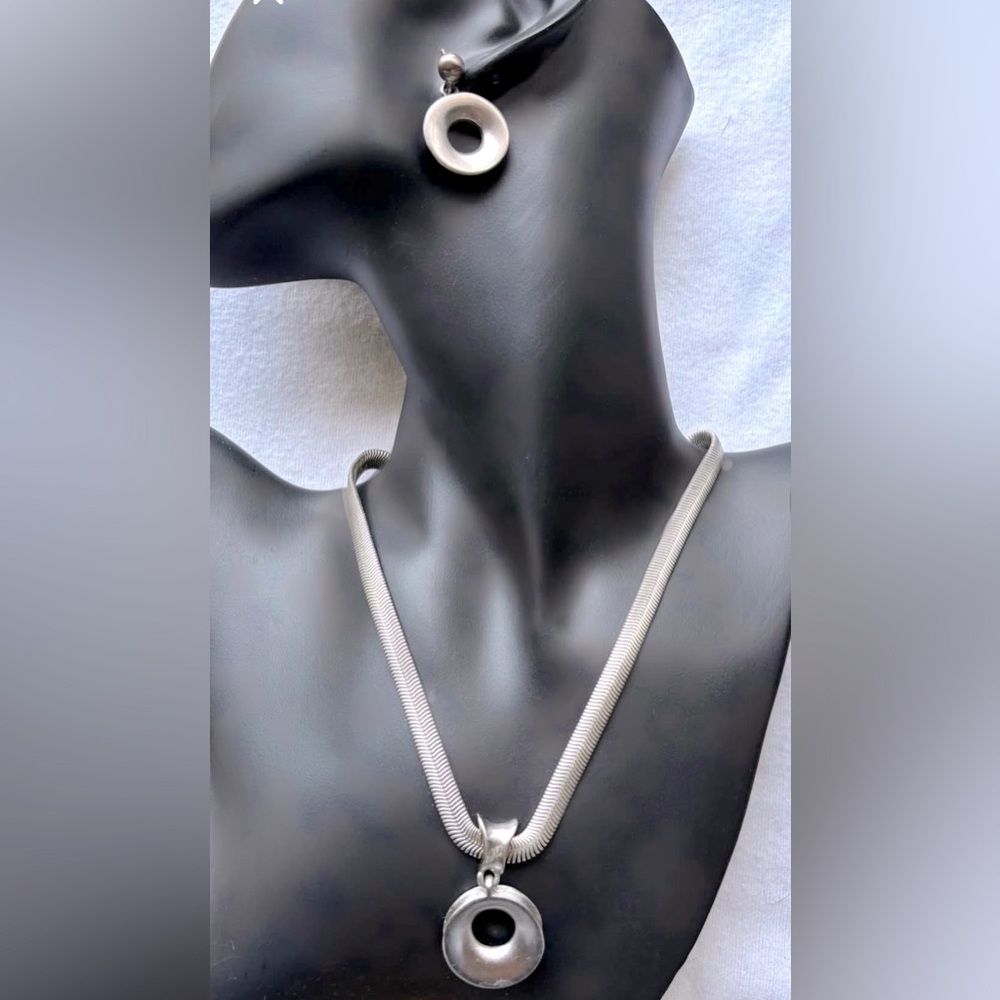 Anne Klein Polished Silver-tone Metal Necklace & Earring Set